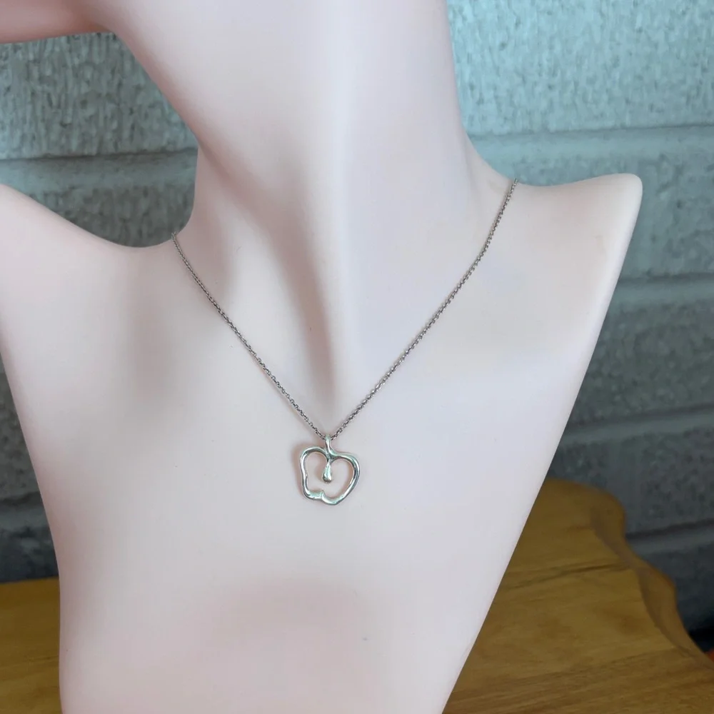 Tiffany & Co. Else Peretti Apple 15mm Necklace Pendant Sterling Silver 16" - Picture 2 of 14